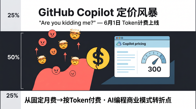 GitHub Copilot Token计费引发开发者暴怒概念图