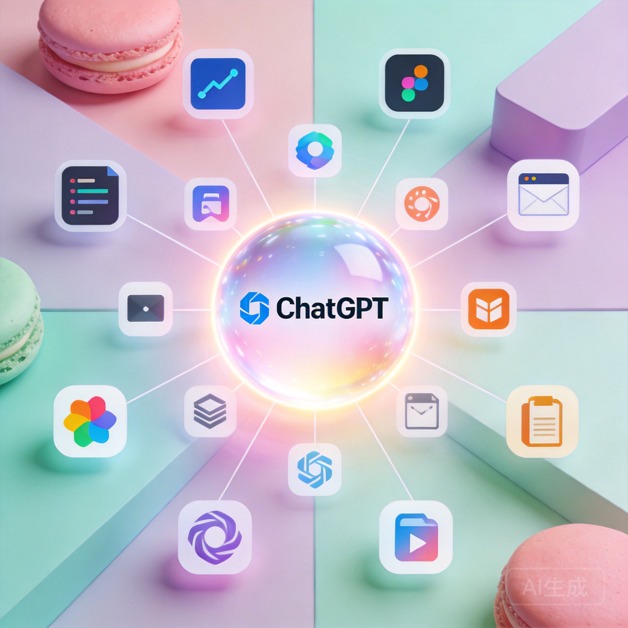 ChatGPT从聊天框向超级应用演化的概念图