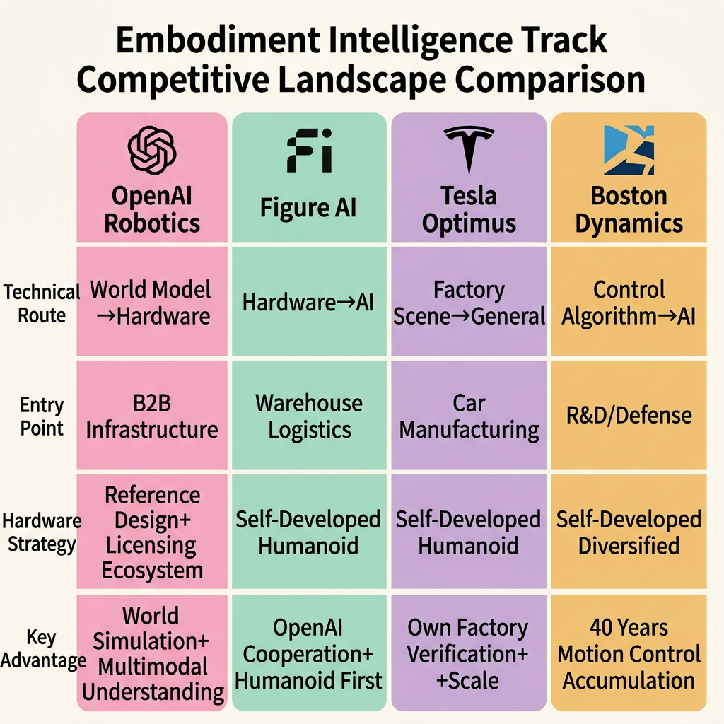具身智能赛道竞争格局 — OpenAI vs Figure AI vs Tesla vs 波士顿动力