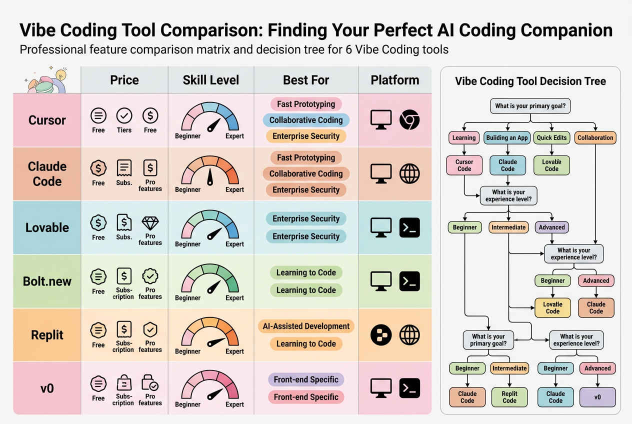 Vibe Coding六大工具对比表格和选型决策树