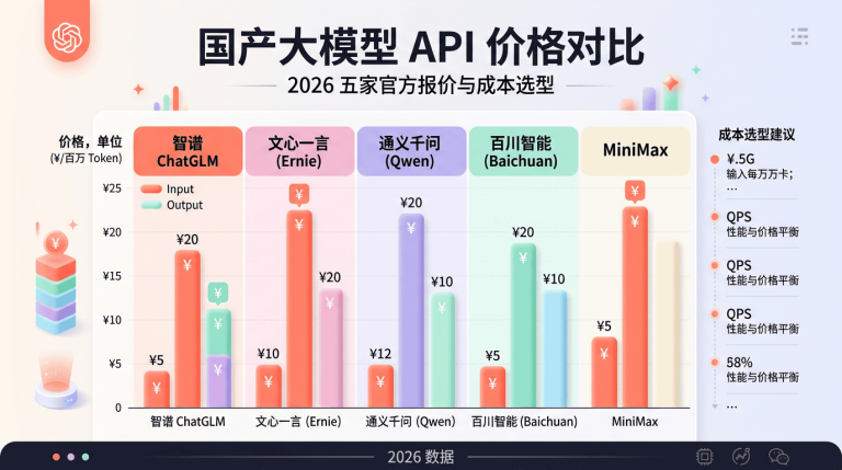 2026 国产大模型 API 价格对比封面