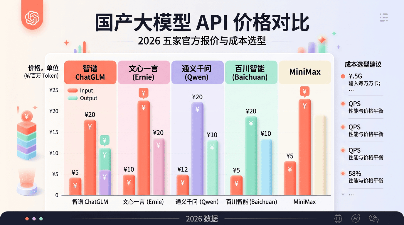 2026 国产大模型 API 价格对比封面