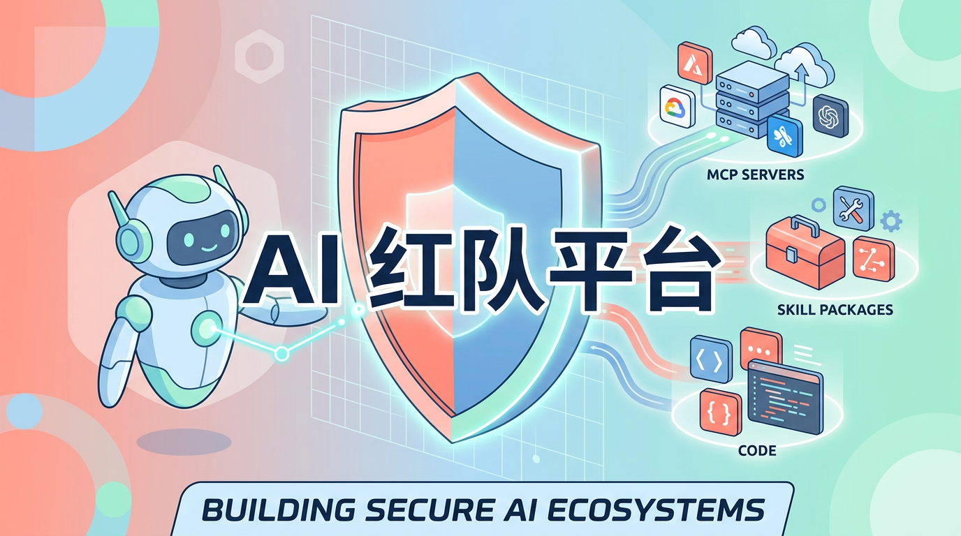 AI 红队安全平台保护 Agent 生态的插画