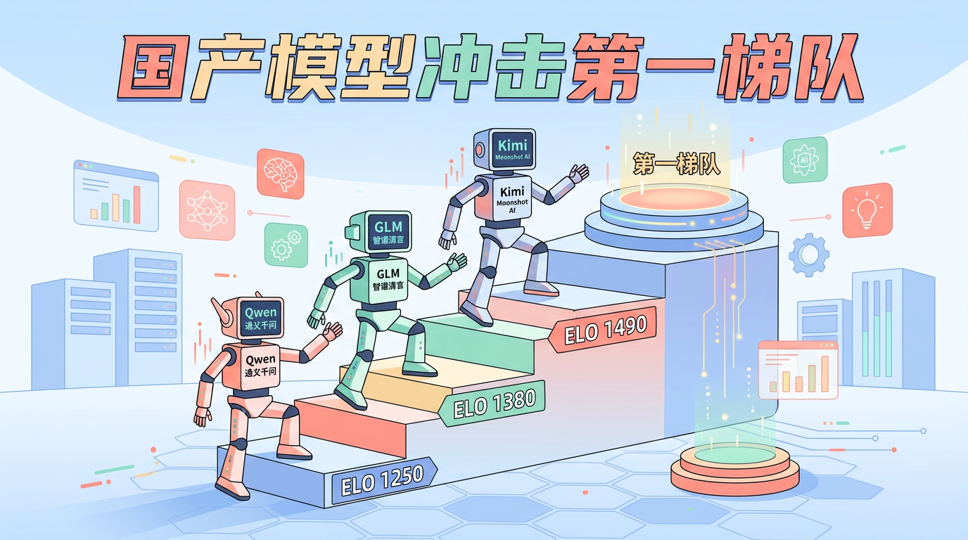 国产大模型在 Arena 盲测榜冲击第一梯队的插画
