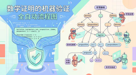 AI 机器验证数学证明的插画