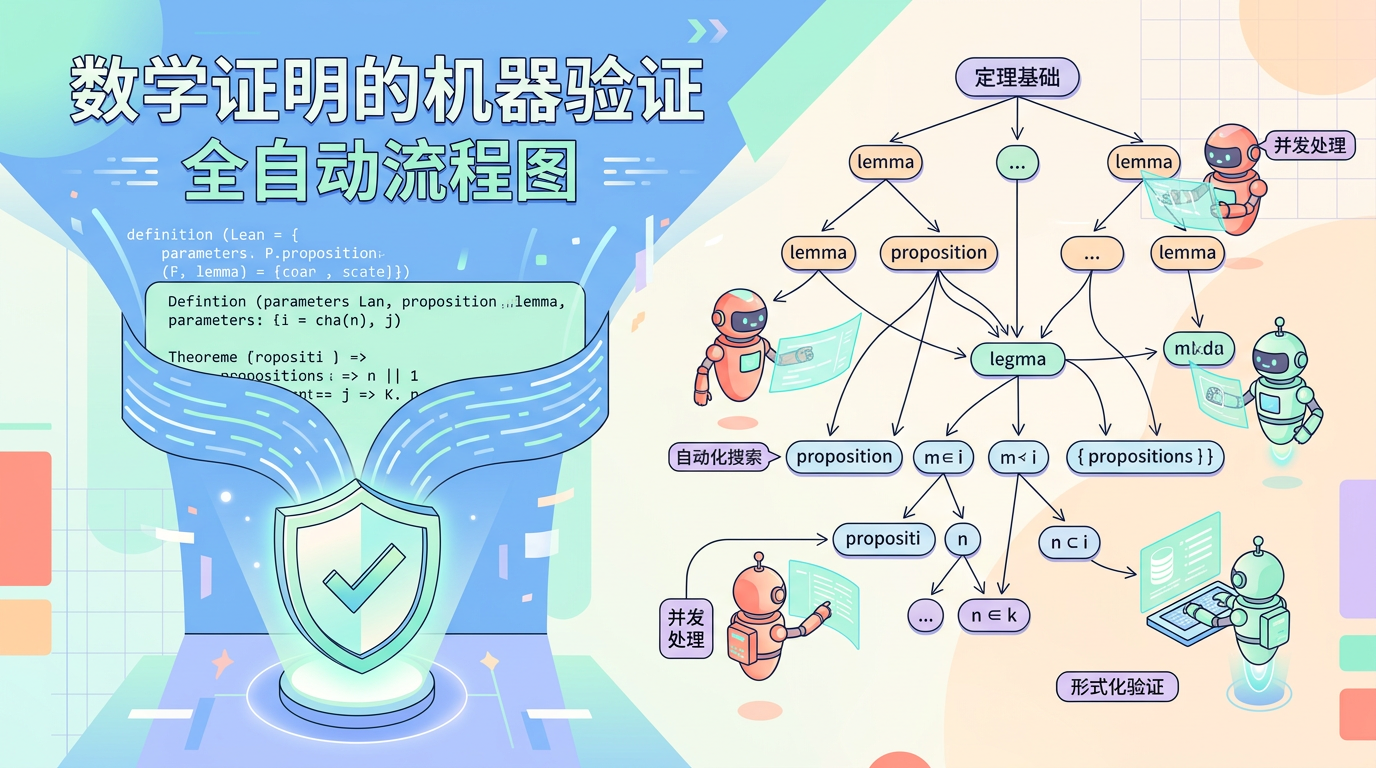 AI 机器验证数学证明的插画