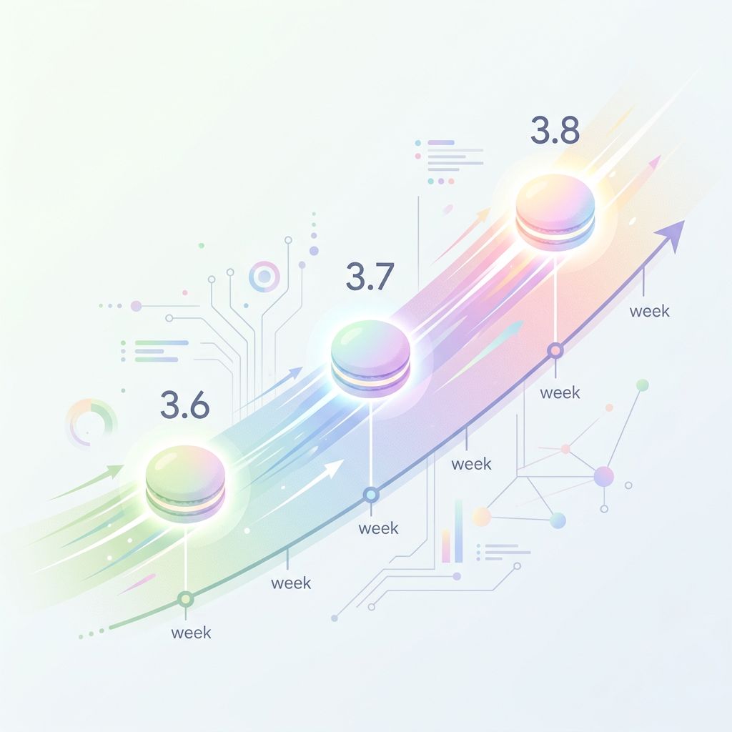 Gemini 3.8 Flash 三周一更的迭代节奏示意图